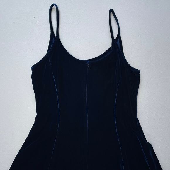 Vintage 90s Blue Velvet Mini Dress / Sz 4 / Sleeveless Grunge Babydoll / JESELLE - Picture 7 of 8